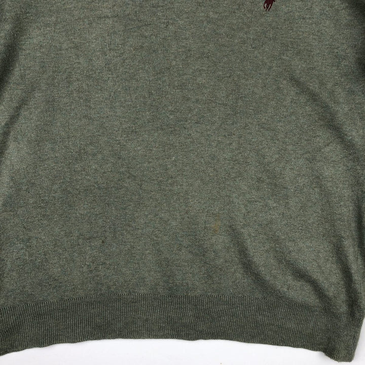 Ralph Lauren POLO by Ralph Lauren V-neck Pima cotton knit sweater, men's size L Pima Cotton Khaki type sage green Vintage Second Hand