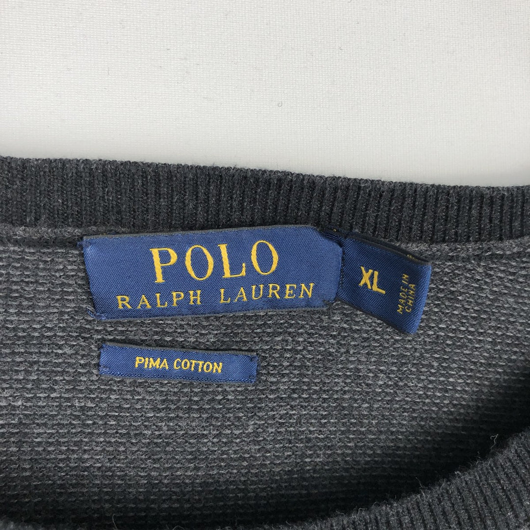 Ralph Lauren POLO RALPH LAUREN Pima Cotton Knit Sweater, Men's Size XL Pima Cotton gray type Vintage Second Hand