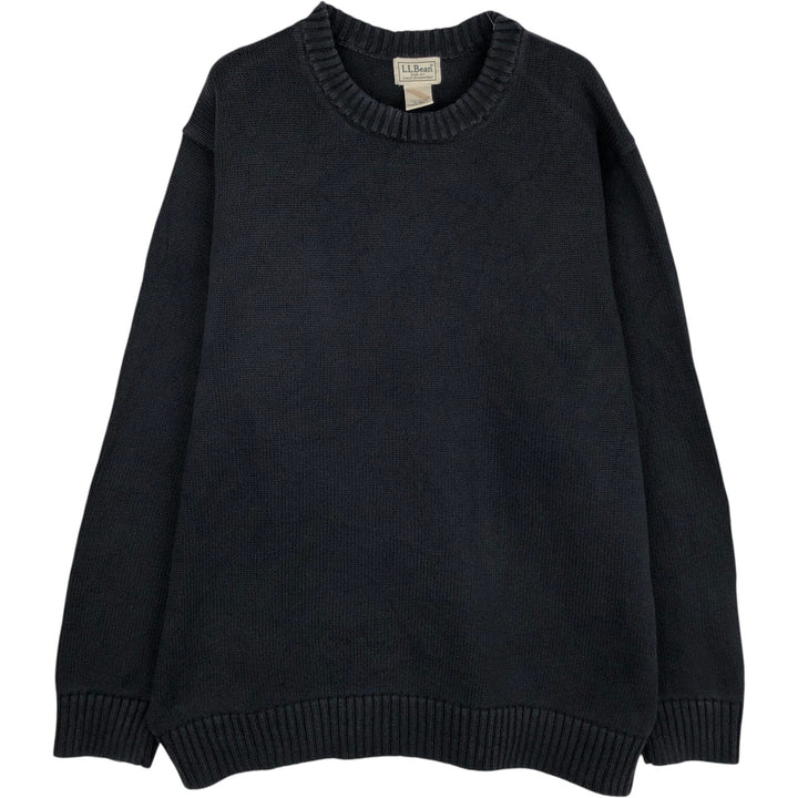 90'S LLBean Cotton Knit Sweater, Men's Size XL (Equivalent), Vintage cotton black type Vintage Second Hand