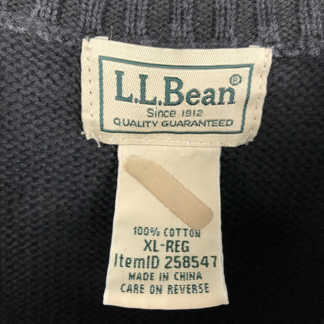 90'S LLBean Cotton Knit Sweater, Men's Size XL (Equivalent), Vintage cotton black type Vintage Second Hand