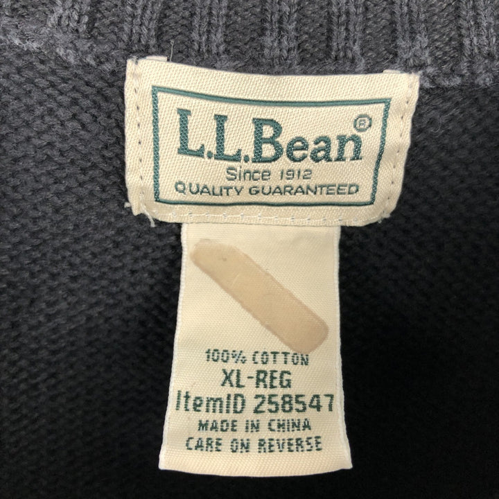 90'S LLBean Cotton Knit Sweater, Men's Size XL (Equivalent), Vintage cotton black type Vintage Second Hand