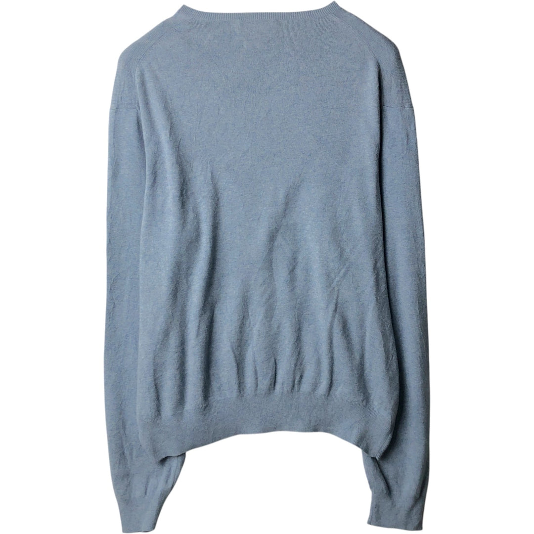 Ralph Lauren POLO by Ralph Lauren V-neck Pima cotton knit sweater, men's size XL Pima Cotton Blue type light blue Vintage Second Hand