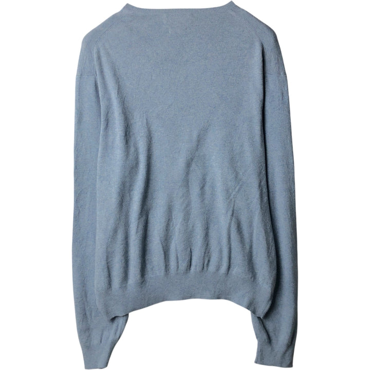 Ralph Lauren POLO by Ralph Lauren V-neck Pima cotton knit sweater, men's size XL Pima Cotton Blue type light blue Vintage Second Hand