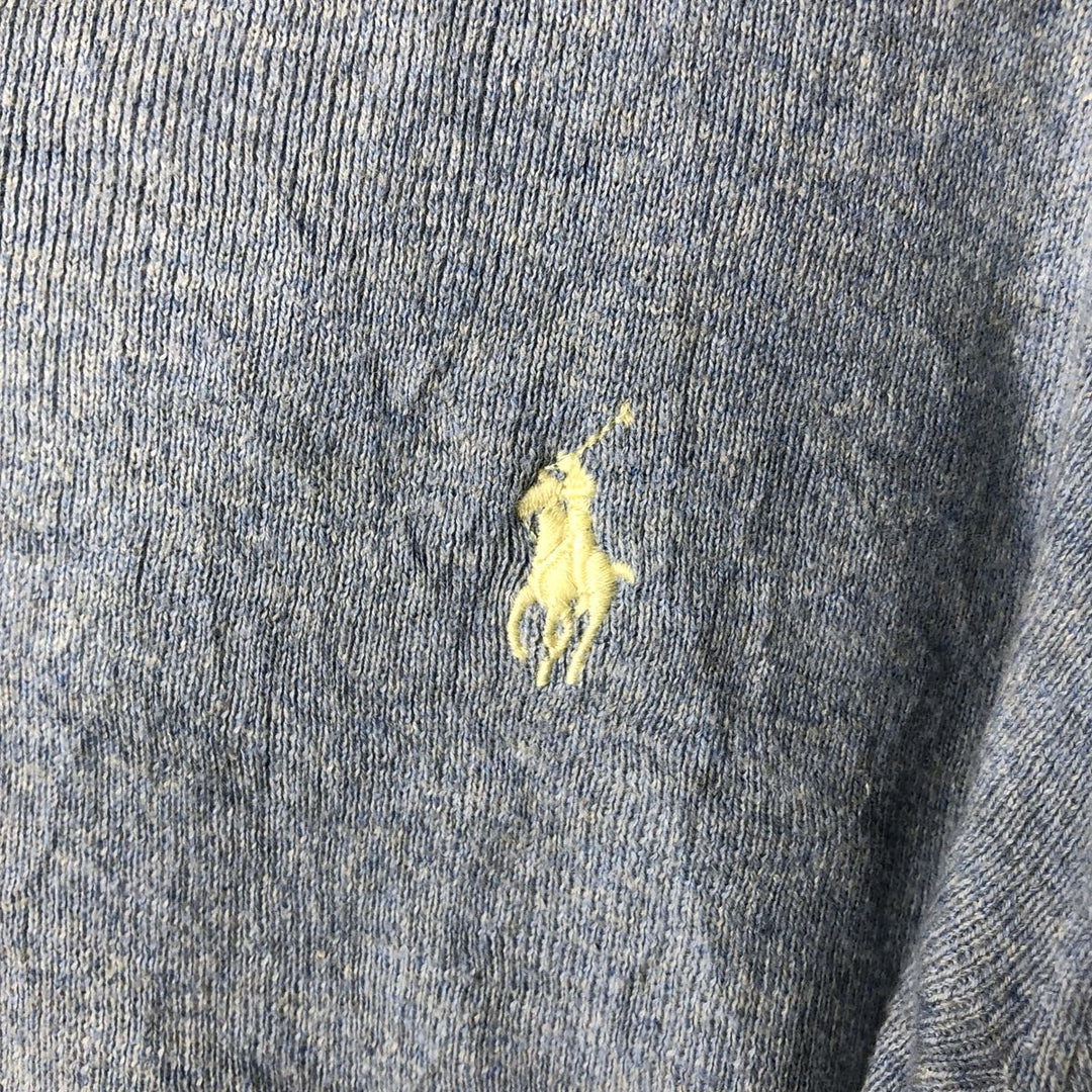 Ralph Lauren POLO by Ralph Lauren V-neck Pima cotton knit sweater, men's size XL Pima Cotton Blue type light blue Vintage Second Hand