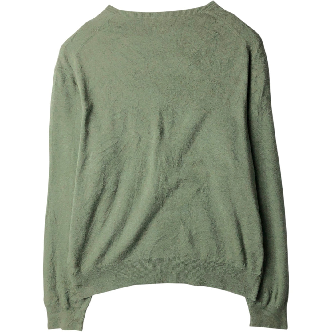 Ralph Lauren POLO RALPH LAUREN V-neck cotton knit sweater, men's size L cotton Khaki type sage green Vintage Second Hand
