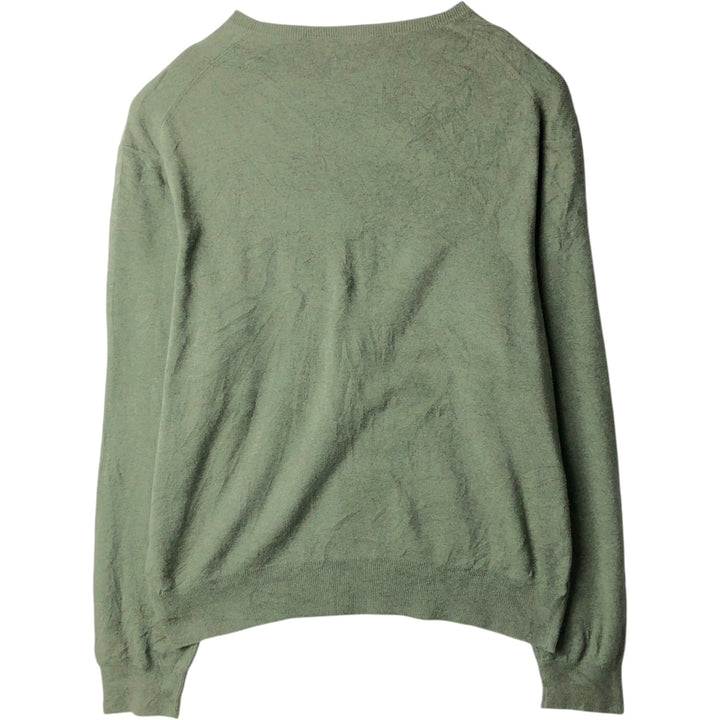 Ralph Lauren POLO RALPH LAUREN V-neck cotton knit sweater, men's size L cotton Khaki type sage green Vintage Second Hand