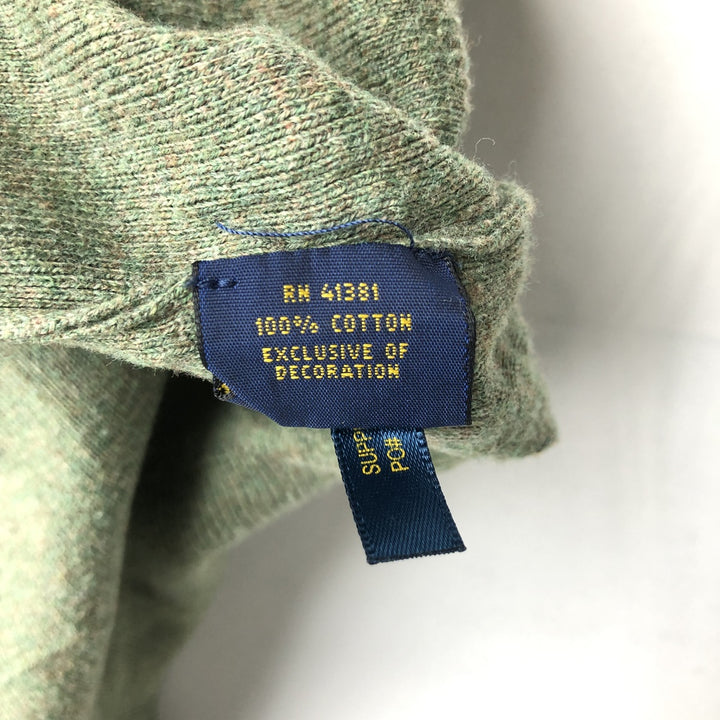 Ralph Lauren POLO RALPH LAUREN V-neck cotton knit sweater, men's size L cotton Khaki type sage green Vintage Second Hand