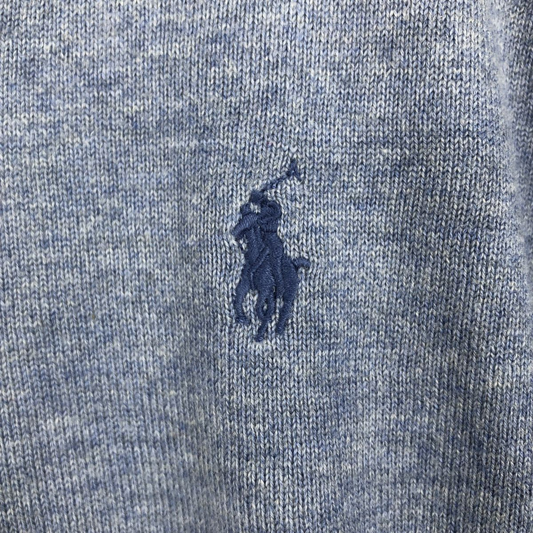 Ralph Lauren POLO RALPH LAUREN V-neck Pima cotton knit sweater, men's size L Pima Cotton Blue type light blue Vintage Second Hand