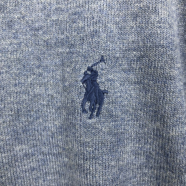 Ralph Lauren POLO RALPH LAUREN V-neck Pima cotton knit sweater, men's size L Pima Cotton Blue type light blue Vintage Second Hand