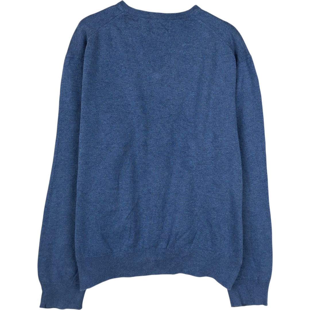 Ralph Lauren POLO RALPH LAUREN PIMA COTTON V-neck knit sweater, men's size XL (approx.) Pima Cotton blue type Vintage Second Hand