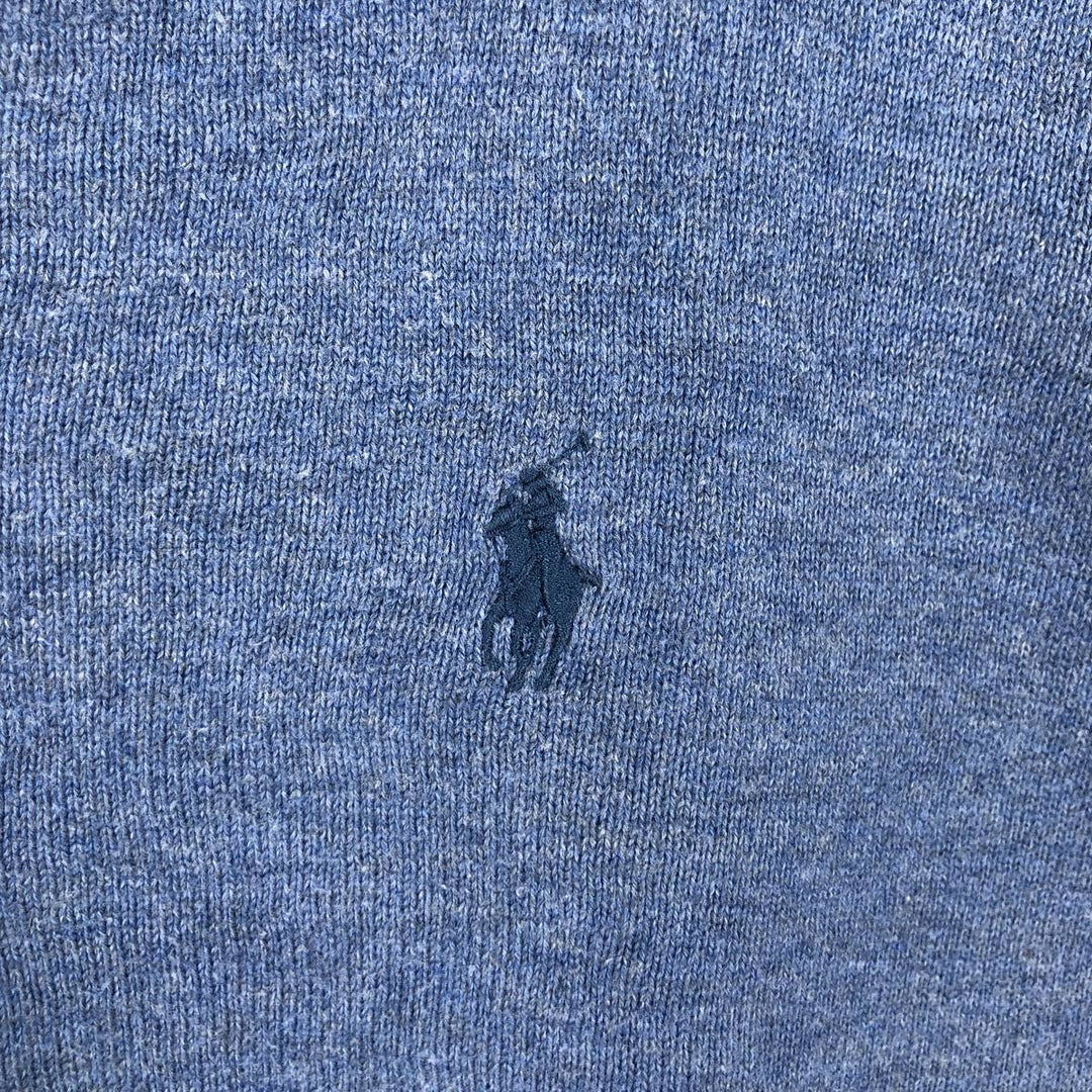 Ralph Lauren POLO RALPH LAUREN PIMA COTTON V-neck knit sweater, men's size XL (approx.) Pima Cotton blue type Vintage Second Hand