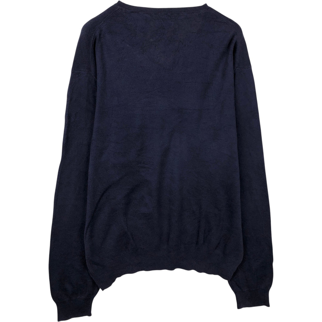 Ralph Lauren POLO RALPH LAUREN PIMA COTTON V-neck Pima cotton knit sweater, men's size L unclear navy blue type Vintage Second Hand