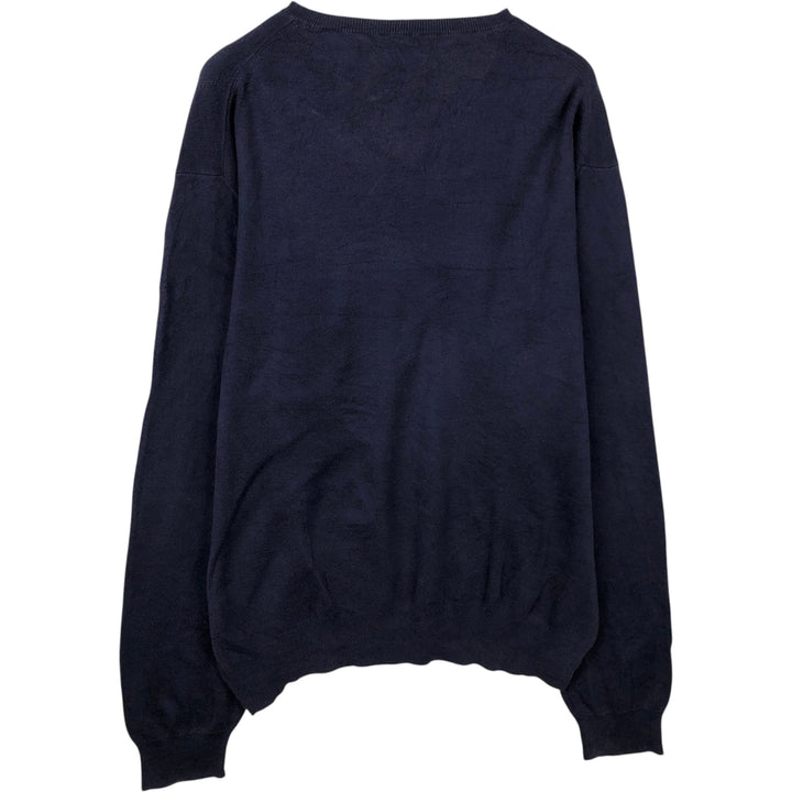 Ralph Lauren POLO RALPH LAUREN PIMA COTTON V-neck Pima cotton knit sweater, men's size L unclear navy blue type Vintage Second Hand