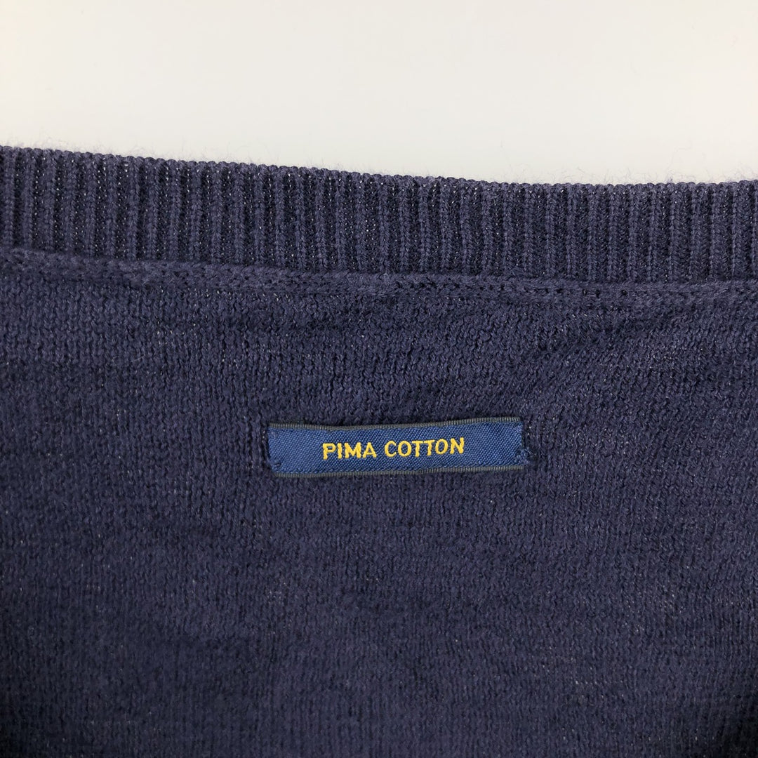 Ralph Lauren POLO RALPH LAUREN PIMA COTTON V-neck Pima cotton knit sweater, men's size L unclear navy blue type Vintage Second Hand