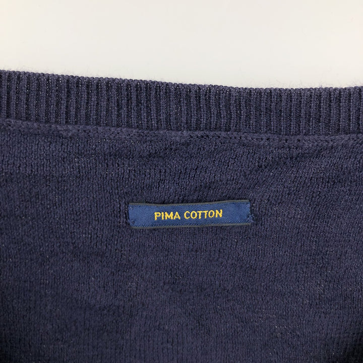 Ralph Lauren POLO RALPH LAUREN PIMA COTTON V-neck Pima cotton knit sweater, men's size L unclear navy blue type Vintage Second Hand