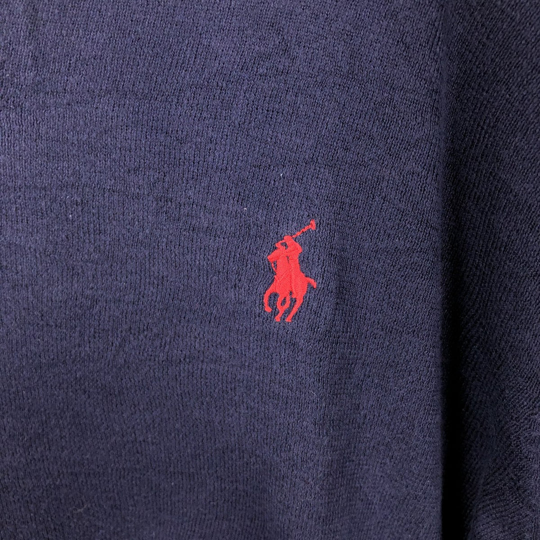 Ralph Lauren POLO RALPH LAUREN PIMA COTTON V-neck Pima cotton knit sweater, men's size L unclear navy blue type Vintage Second Hand