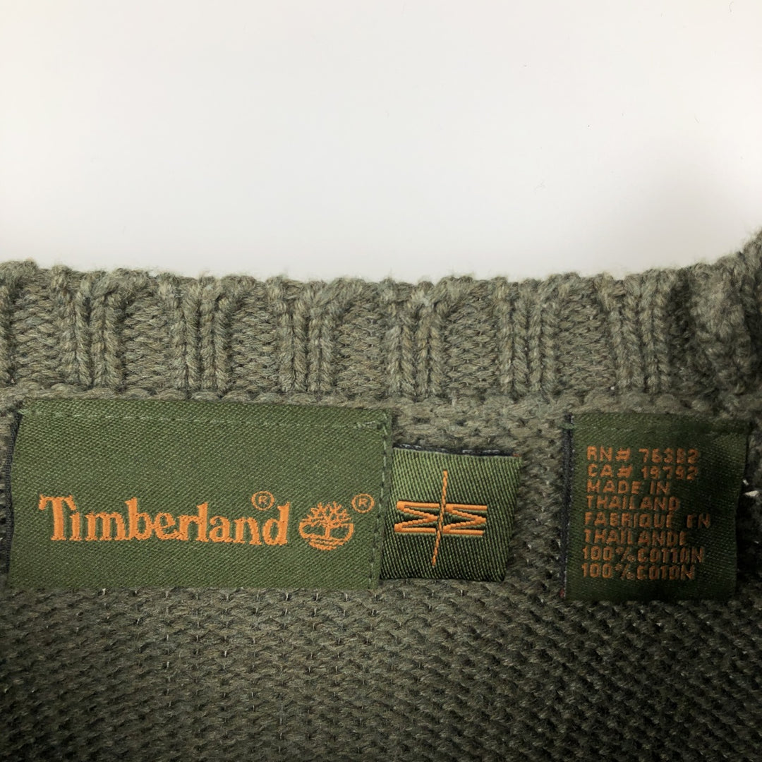 Timberland Cotton Knit Sweater, Men's Size Medium cotton green type Vintage Second Hand