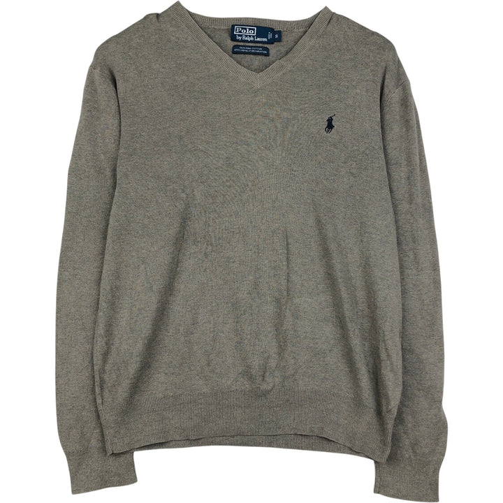 Ralph Lauren Polo by Ralph Lauren PIMA COTTON V-neck knit sweater, men's size S (approx.) Pima Cotton gray type Vintage Second Hand