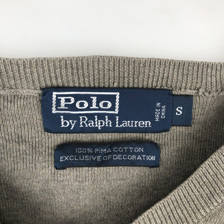 Ralph Lauren Polo by Ralph Lauren PIMA COTTON V-neck knit sweater, men's size S (approx.) Pima Cotton gray type Vintage Second Hand