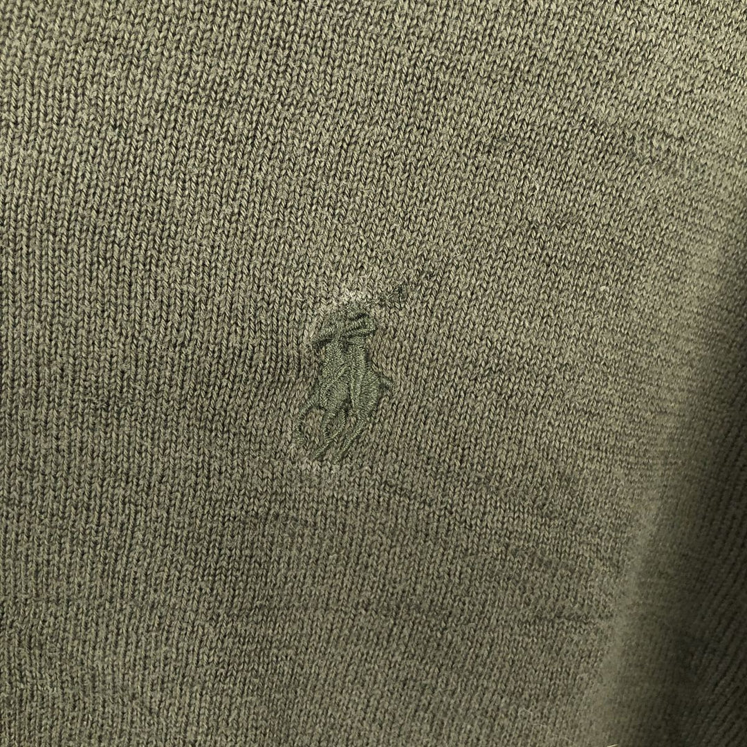 Ralph Lauren POLO RALPH LAUREN V-neck Pima cotton knit sweater, men's size M Pima Cotton Khaki type Vintage Second Hand