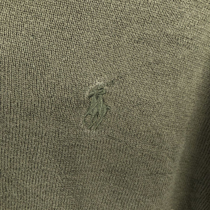 Ralph Lauren POLO RALPH LAUREN V-neck Pima cotton knit sweater, men's size M Pima Cotton Khaki type Vintage Second Hand