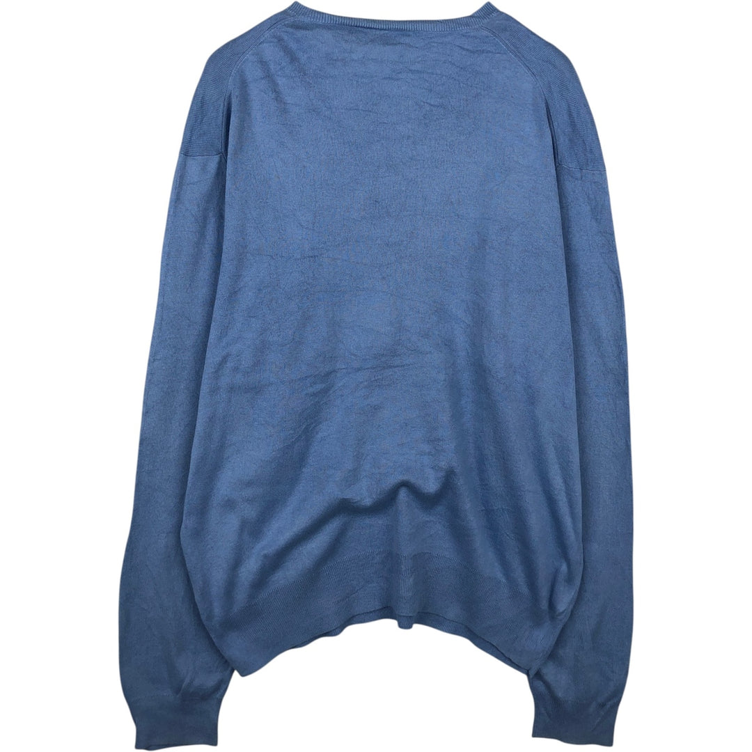 Ralph Lauren POLO by Ralph Lauren V-neck Pima cotton knit sweater, men's size XL Pima Cotton Blue type light blue Vintage Second Hand