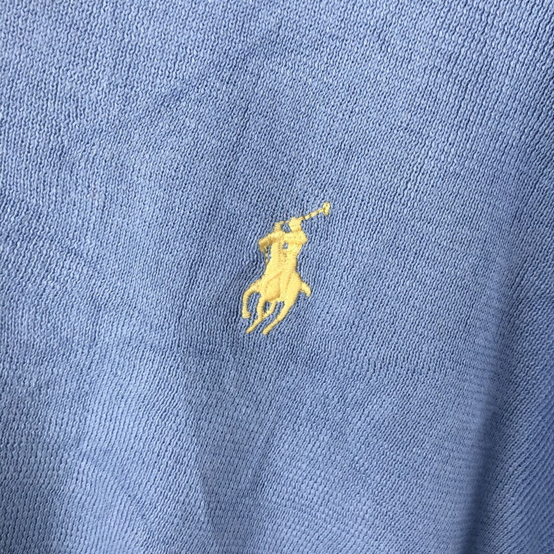 Ralph Lauren POLO by Ralph Lauren V-neck Pima cotton knit sweater, men's size XL Pima Cotton Blue type light blue Vintage Second Hand