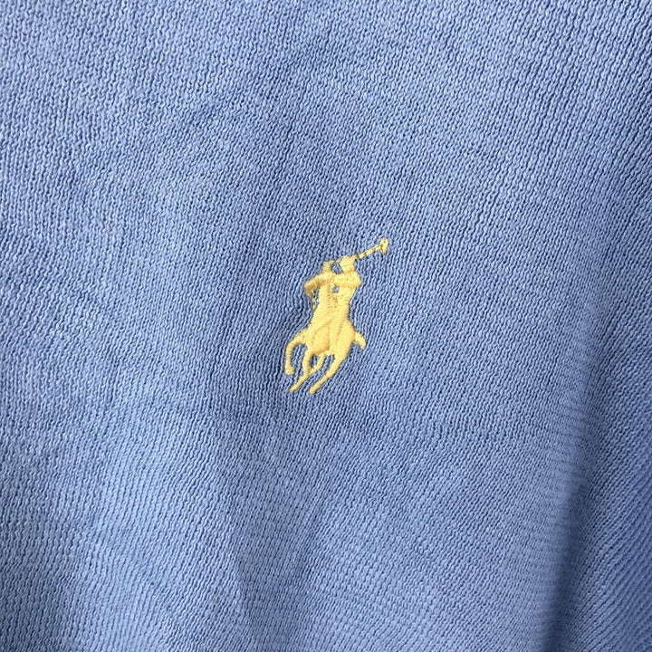 Ralph Lauren POLO by Ralph Lauren V-neck Pima cotton knit sweater, men's size XL Pima Cotton Blue type light blue Vintage Second Hand