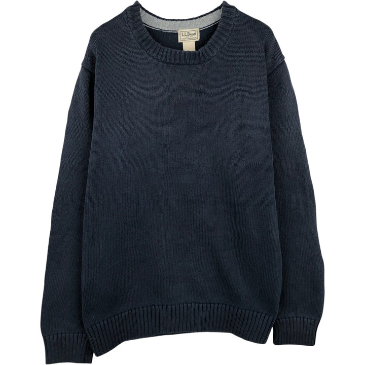 90s-00'S LLBean Vintage Cotton Knit Sweater, Men's Size L cotton navy blue type Vintage Second Hand