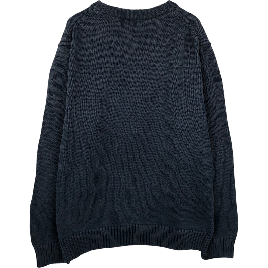 90s-00'S LLBean Vintage Cotton Knit Sweater, Men's Size L cotton navy blue type Vintage Second Hand