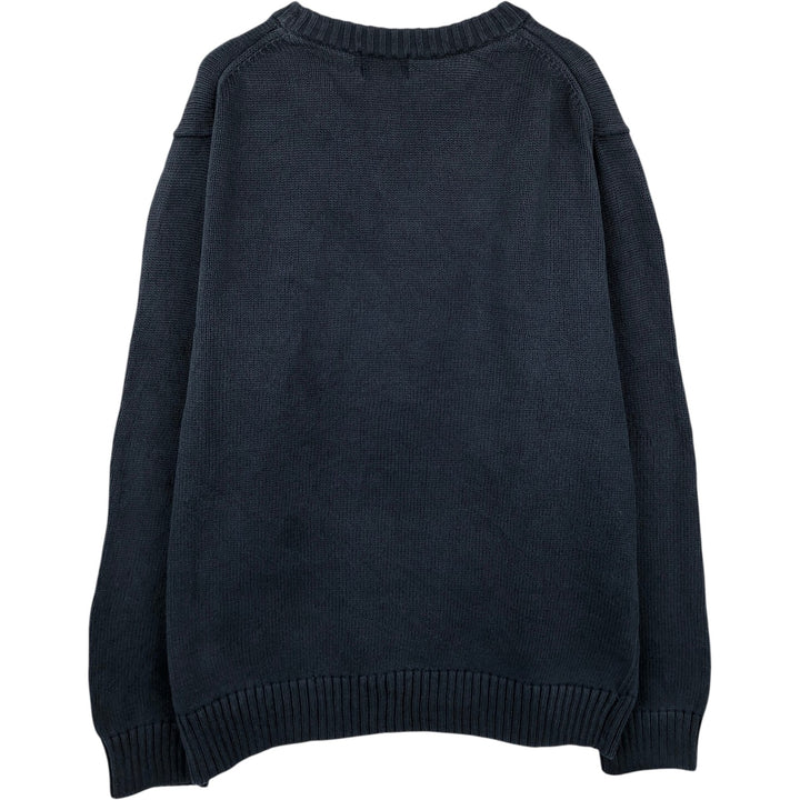 90s-00'S LLBean Vintage Cotton Knit Sweater, Men's Size L cotton navy blue type Vintage Second Hand