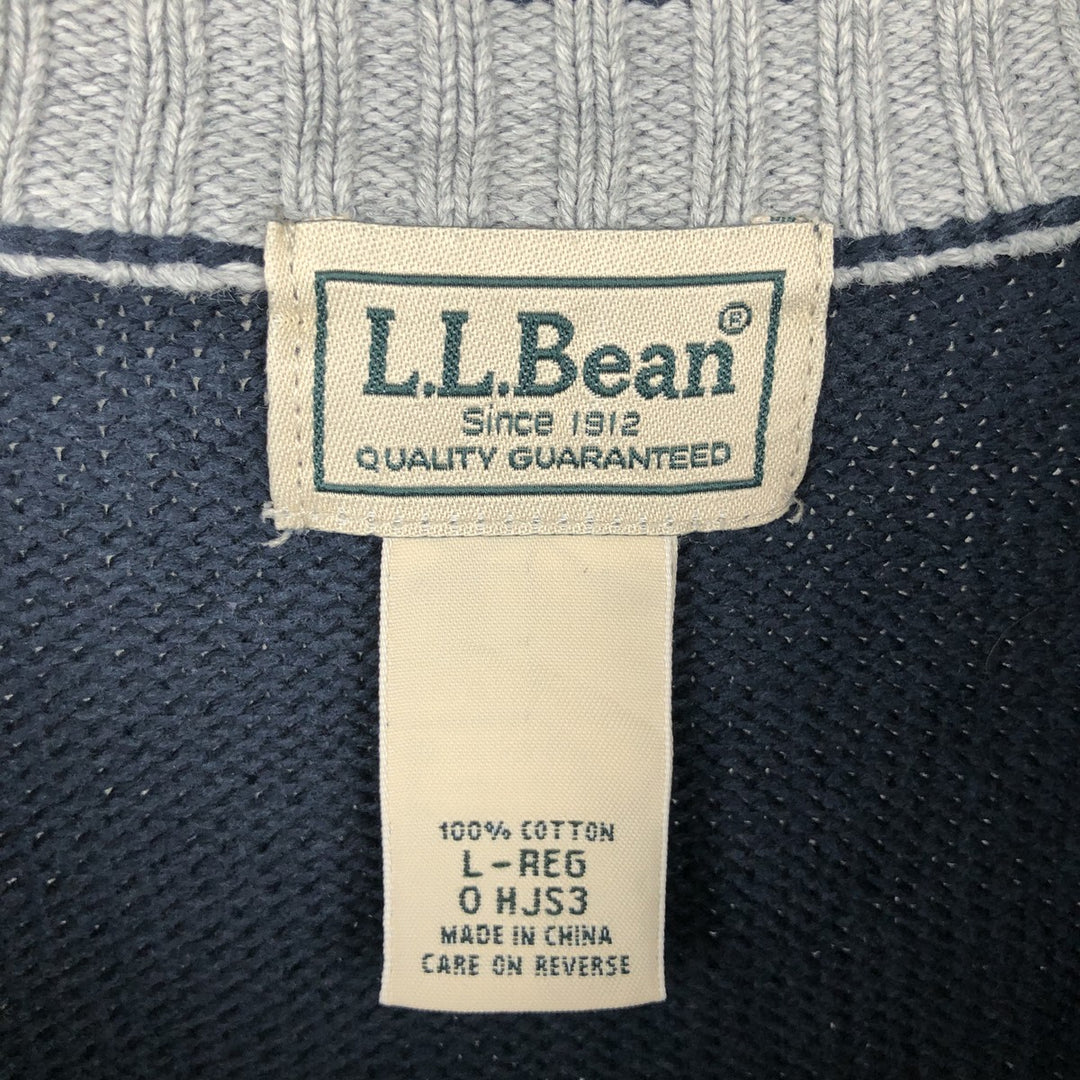 90s-00'S LLBean Vintage Cotton Knit Sweater, Men's Size L cotton navy blue type Vintage Second Hand