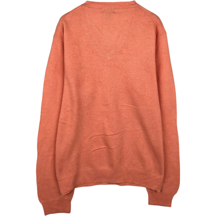 Brooks Brothers 346 V-neck Linen x Cotton Knit Sweater, Men's Size L (approx.) linen coral Vintage Second Hand