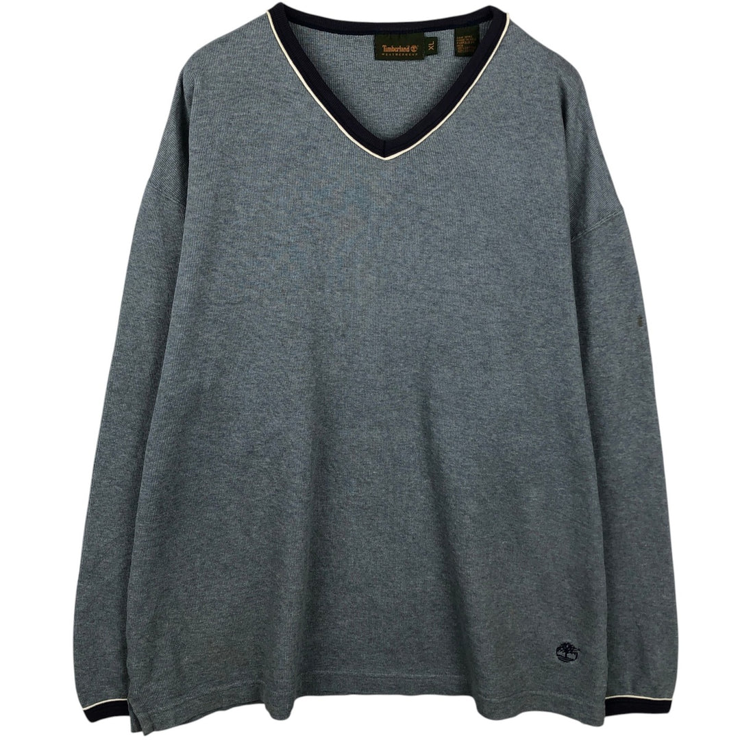 90s-00'S Timberland V-neck cotton knit sweater, men's size XL, vintage. cotton gray type Vintage Second Hand