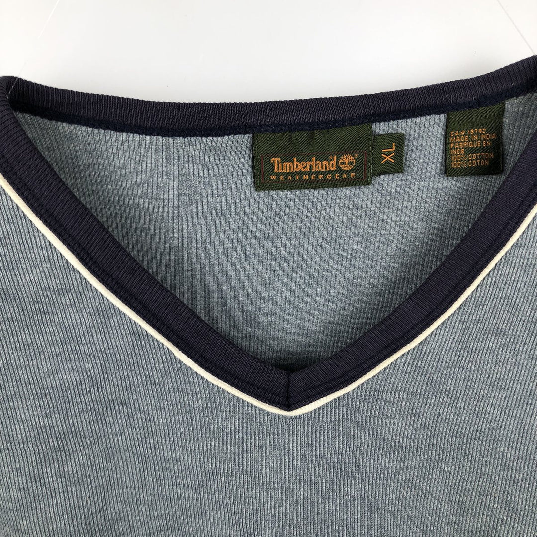 90s-00'S Timberland V-neck cotton knit sweater, men's size XL, vintage. cotton gray type Vintage Second Hand