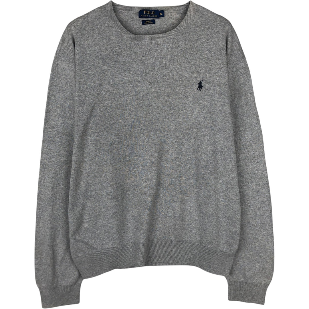 Ralph Lauren POLO RALPH LAUREN SLIM FIT PIMA COTTON V-neck Pima Cotton Knit Sweater (Men's XL equivalent) Pima Cotton gray type Vintage Second Hand