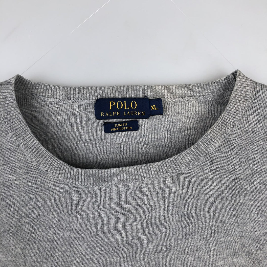 Ralph Lauren POLO RALPH LAUREN SLIM FIT PIMA COTTON V-neck Pima Cotton Knit Sweater (Men's XL equivalent) Pima Cotton gray type Vintage Second Hand