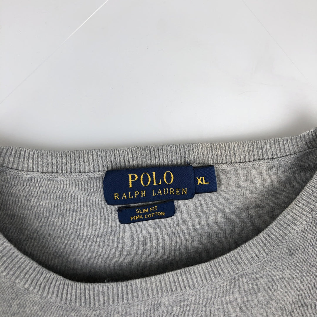 Ralph Lauren POLO RALPH LAUREN SLIM FIT PIMA COTTON V-neck Pima Cotton Knit Sweater (Men's XL equivalent) Pima Cotton gray type Vintage Second Hand