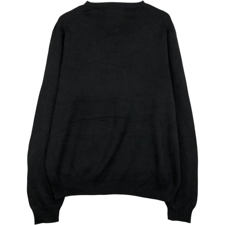 Ralph Lauren POLO by Ralph Lauren V-neck Pima cotton knit sweater, men's size L cotton black type Vintage Second Hand