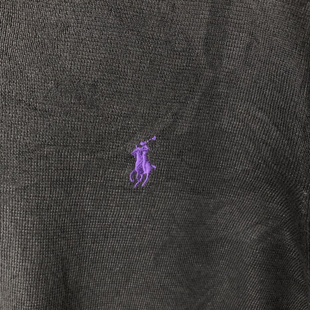 Ralph Lauren POLO by Ralph Lauren V-neck Pima cotton knit sweater, men's size L cotton black type Vintage Second Hand