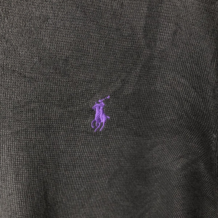 Ralph Lauren POLO by Ralph Lauren V-neck Pima cotton knit sweater, men's size L cotton black type Vintage Second Hand