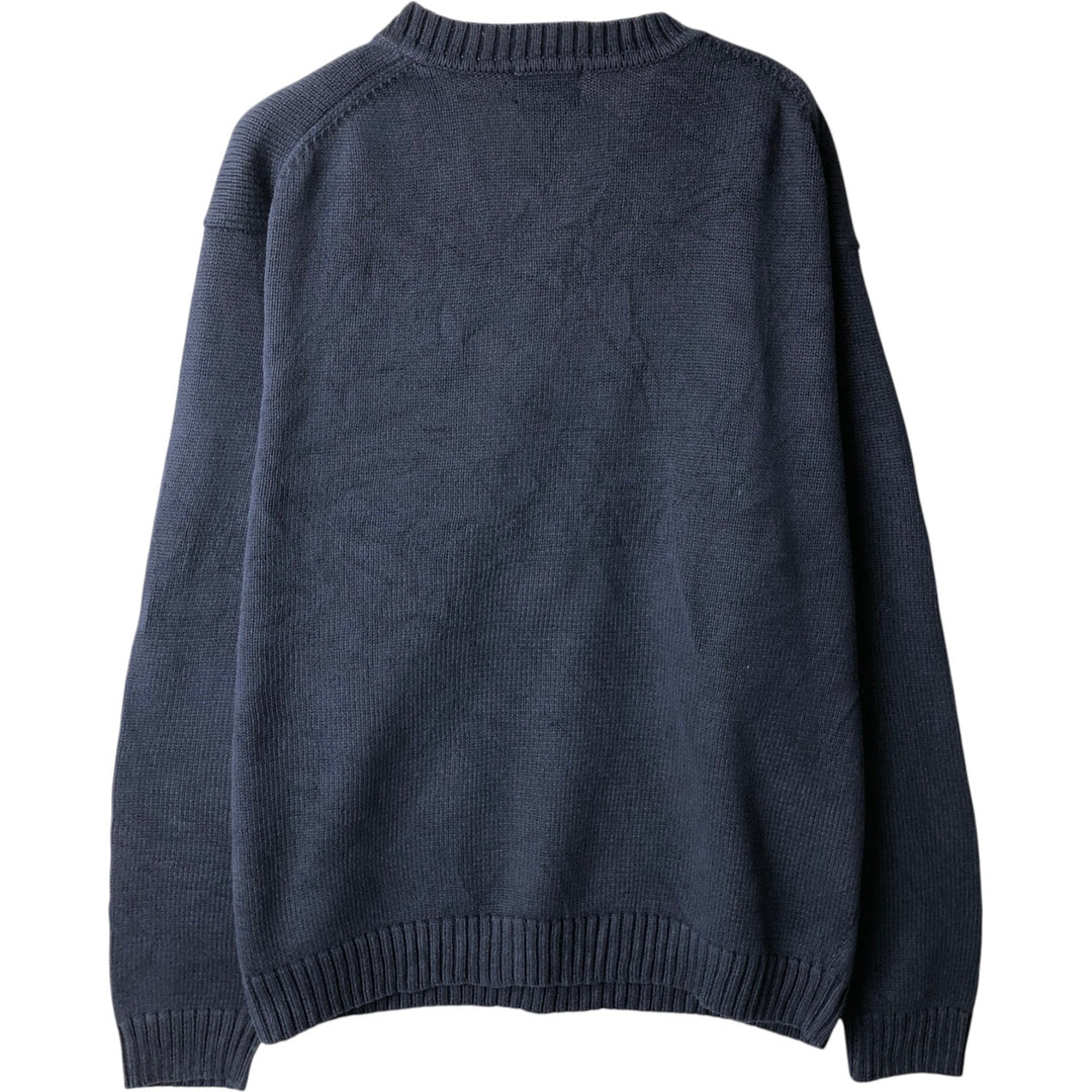 LLBean V-neck cotton knit sweater, size L for men cotton navy blue type Vintage Second Hand
