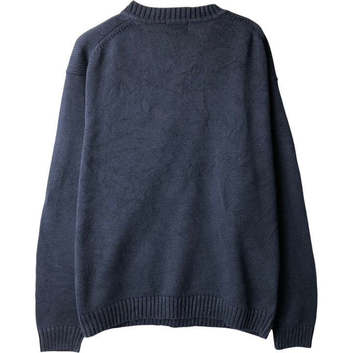 LLBean V-neck cotton knit sweater, size L for men cotton navy blue type Vintage Second Hand