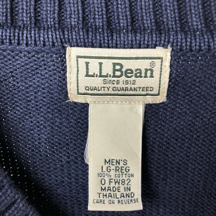 LLBean V-neck cotton knit sweater, size L for men cotton navy blue type Vintage Second Hand