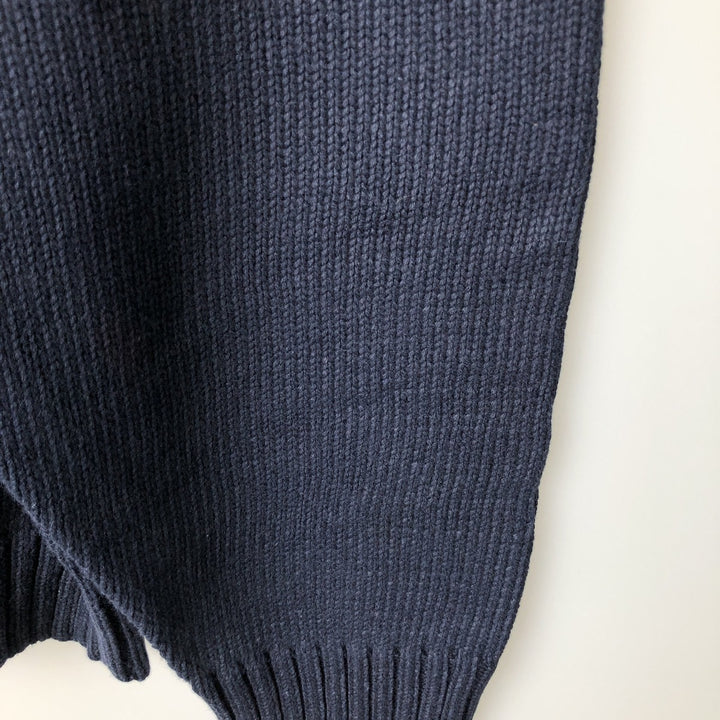 LLBean V-neck cotton knit sweater, size L for men cotton navy blue type Vintage Second Hand