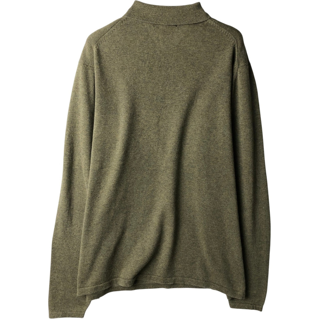 Eddie Bauer polo knit sweater, men's size XL cotton Khaki type brown Vintage Second Hand
