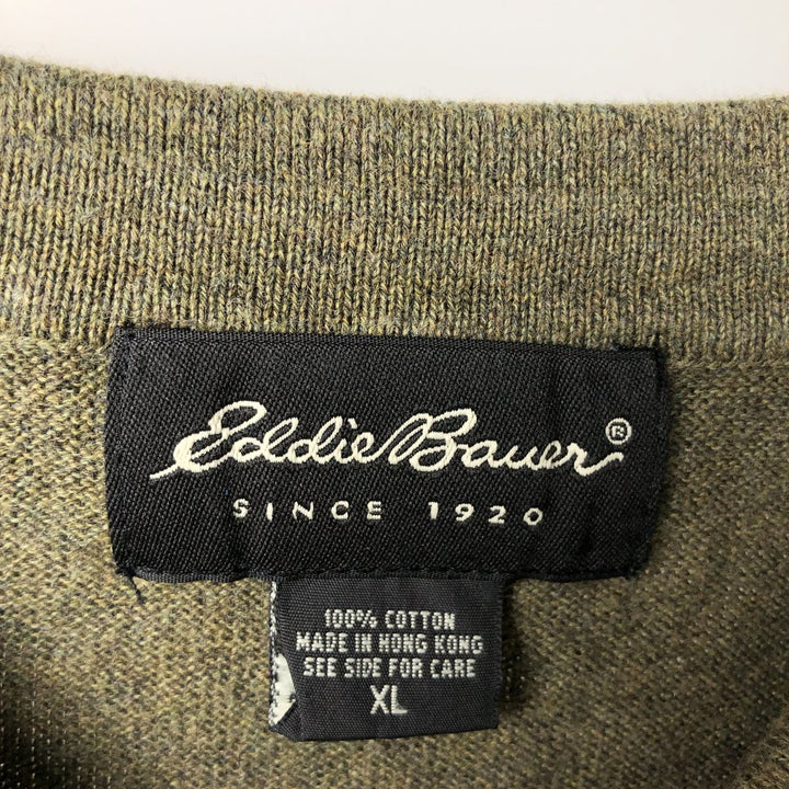 Eddie Bauer polo knit sweater, men's size XL cotton Khaki type brown Vintage Second Hand