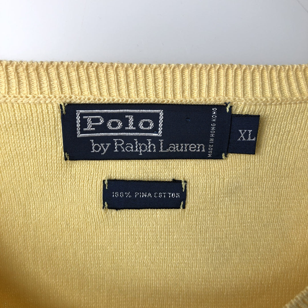 Ralph Lauren POLO by Ralph Lauren Pima Cotton Knit Sweater, Men's XL Pima Cotton yellow type Vintage Second Hand