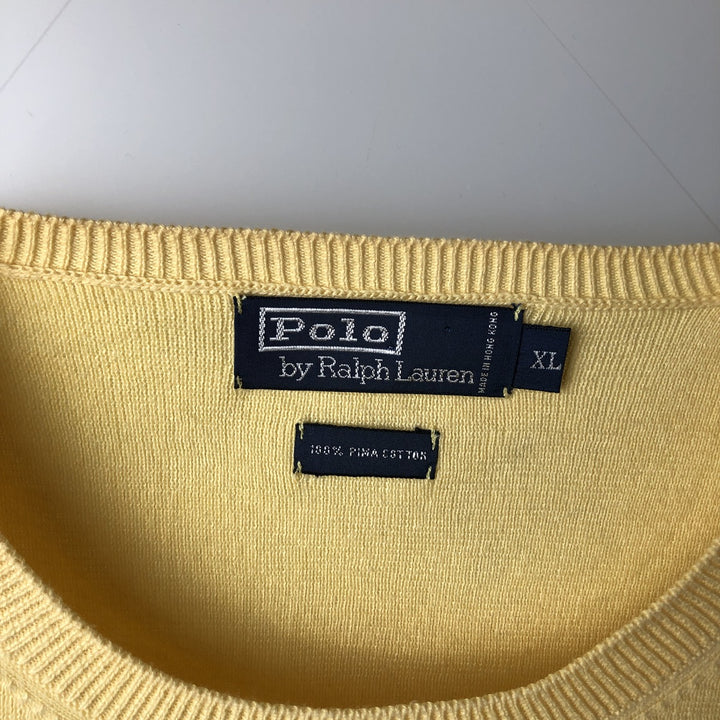 Ralph Lauren POLO by Ralph Lauren Pima Cotton Knit Sweater, Men's XL Pima Cotton yellow type Vintage Second Hand