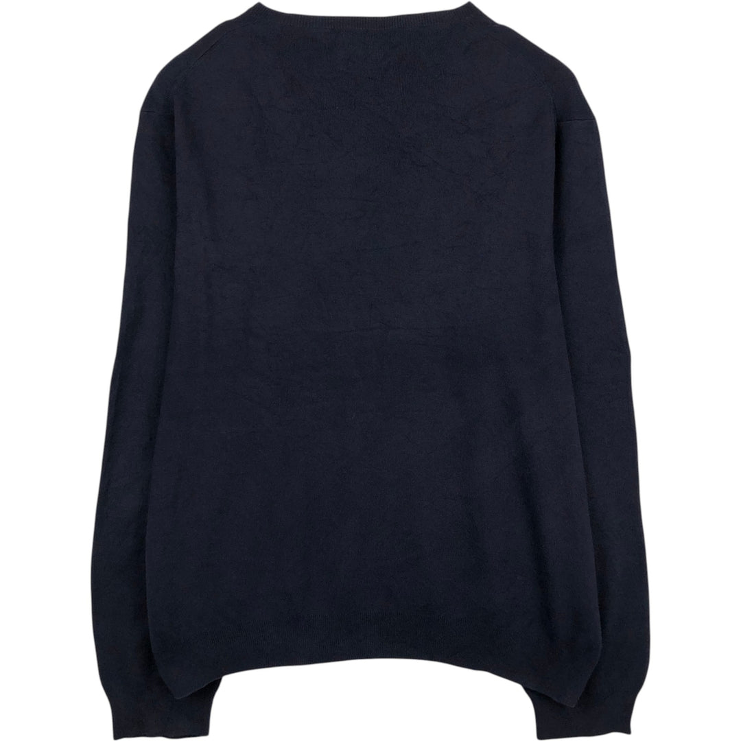 Ralph Lauren POLO by Ralph Lauren V-neck Pima cotton knit sweater, men's size XXL Pima Cotton navy blue type Vintage Second Hand